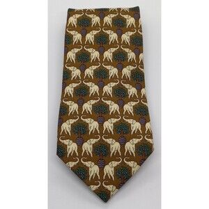 Brooks Brothers Silk Men's Tie. Multicolor Makers Necktie Elephants & Plants EUC